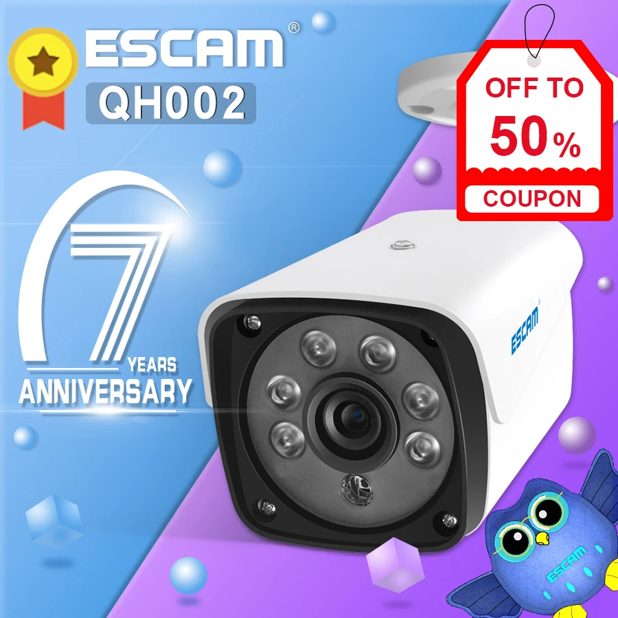 

ESCAM QH002 1080P HD Outdoor Bullet Camera Waterproof IP Camera with Motion Detection IR Night Vision For Home Safety