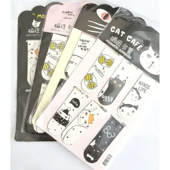 

6Pcs/Set Kawaii Oreo Cat Cactus Magnetic Bookmarks Books Marker of Page Stationery School Office Supply Paper Clip Creative Meow