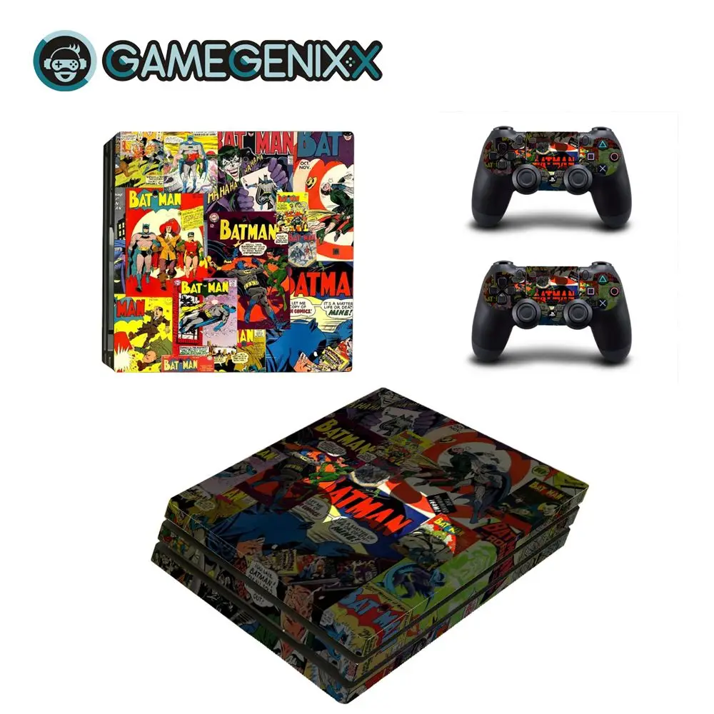 Защитная Наклейка на кожу GAMEGENIXX для консоли PS4 Pro и 2 контроллера-Бэтмен