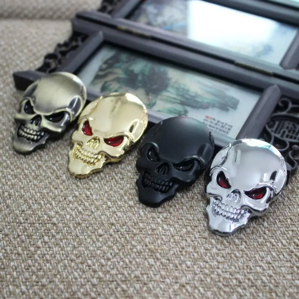 Motorcycle Car Universal 3D Chrome Emblem Badge Sticker Skull Decals Frame Body Decoration Sticker Decal For Harley Yamaha 46pcs boxed stickers retro forest fresh plants handbook diary decoration universal sealing stickers 46pcs