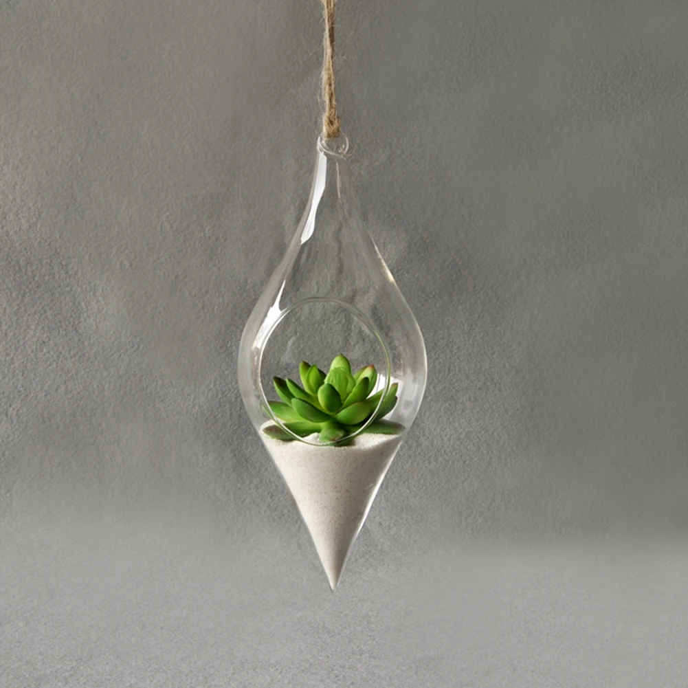 Hanging Glass Vase Hanging Terrarium Hydroponic Clear Container Indoor Office