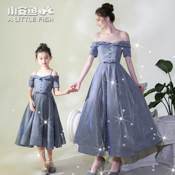 

2020 New Mother Daughter Wedding Dress Fashion High-end Walk-show Piano Costume Mommy and Me Clothes Matching Family Outfits