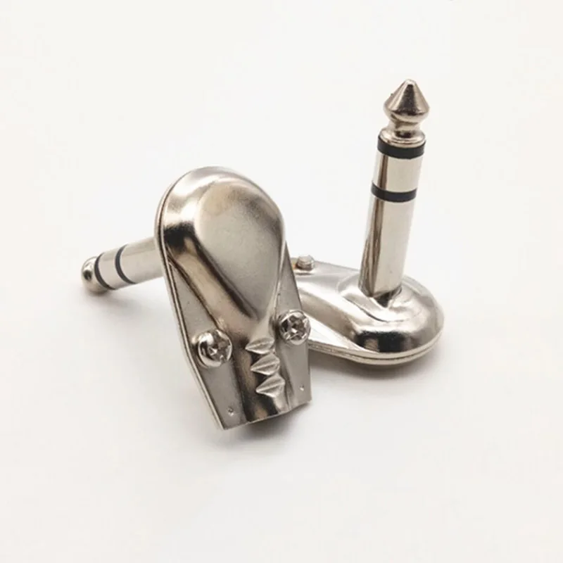 2 Stück Messing vergoldet 6,35 mm Mono 2-polige Klinke 90 Grad rechtwinklig L-Typ-Stecker 6,5 mm Gitarren-Audiokabel 1/4 Zoll Stecker