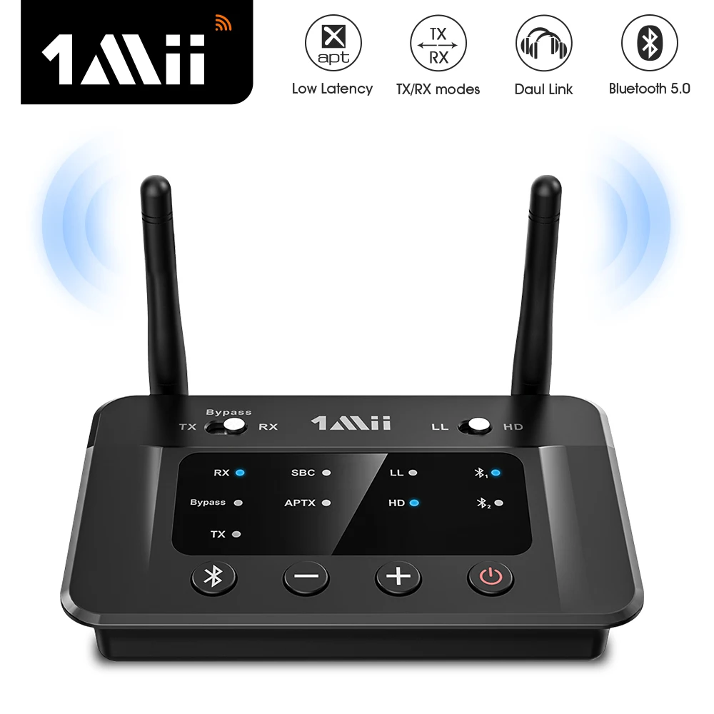 1Mii B03 transmisor receptor Bluetooth, adaptador inalámbrico aptX LL HD Audio óptico 3,5mm 2RCA 3 en 1 para TV, altavoz y PC