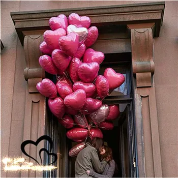 

100/50pcs18inch Rose red color foil heart Aluminum foil balloons helium heart balloon for birthday wedding Valentine's day party