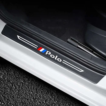 

Car sticker car door threshold anti-scratch leather protection welcome pedal protection stickers for vw polo 6r 9n accessories