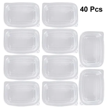 

10pcs Disposable Plastic Boxes with Cover Portable Fruits Case One-off Takeout Food Containers for Home Shop (Transparent)