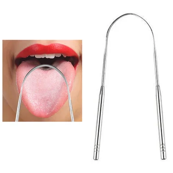 

Tongue Scraper Stainless Steel Oral Tongue Cleaner Brush Fresh Breath Cleaning Coated Tongue Toothbrush Oral Hygiene Care Tools