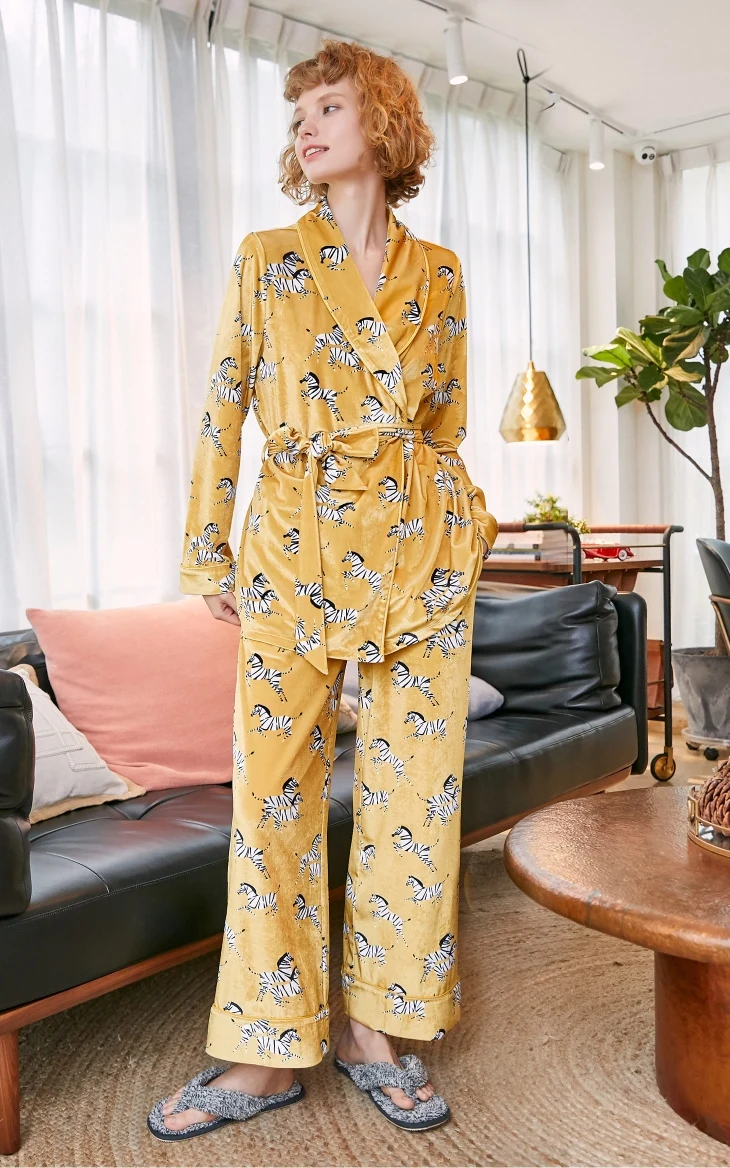 Vero Moda Женская Глянцевая шелковистая Домашняя одежда на шнуровке с рисунком зебры | 3194TS503