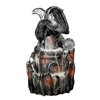 

Resin European style pterodactyl LED lamp back flow smoke incense burner home lving