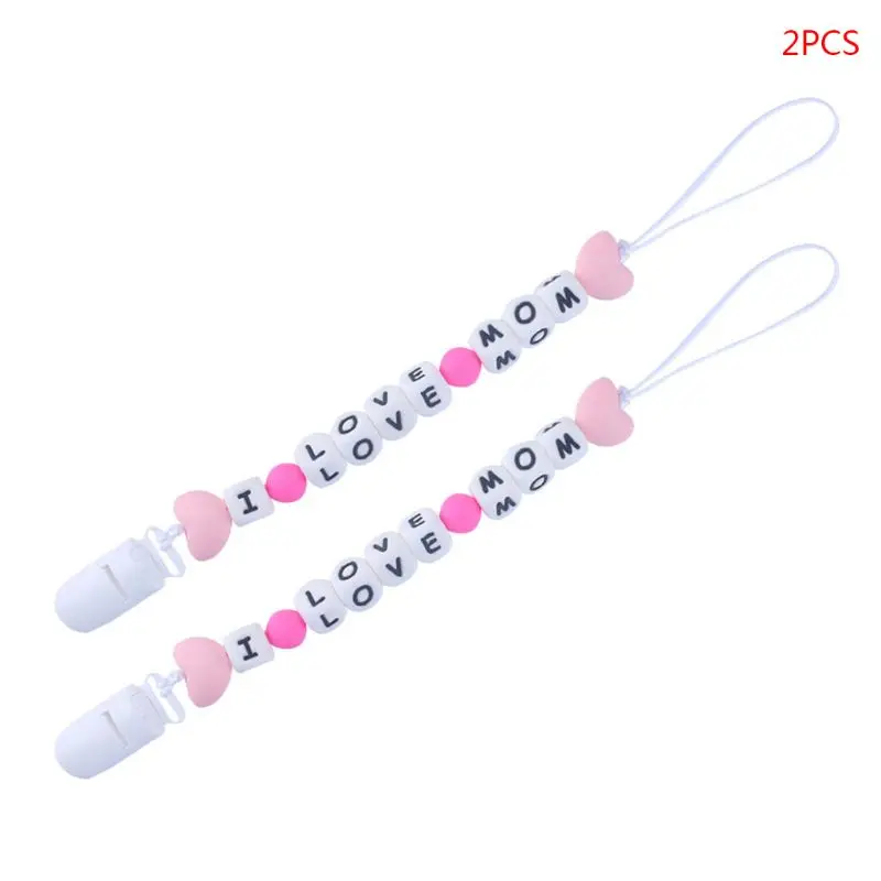 2 Pcs/set Newborn Pacifier Silicone Baby Molar Toy Nipple Clip Anti-drop with Anti-lost Chain New 23GD