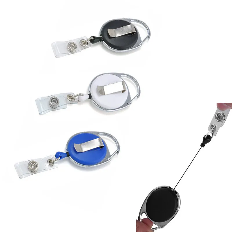

Lanyard clip key chain retract pull key ring holder keyring name tag id card keychain office belt rope recoil badge cord reel