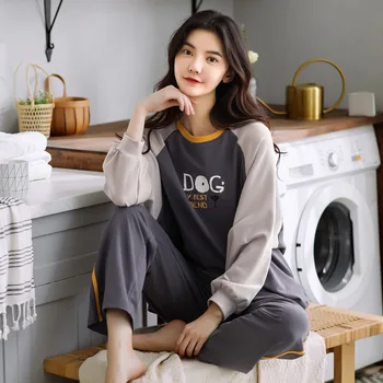 

Pyjamas Women 2020 Autumn Long sleeve Cotton Home clothes Women night suit plus size Sleepwear Ladies Pajamas Set pijanas pjs