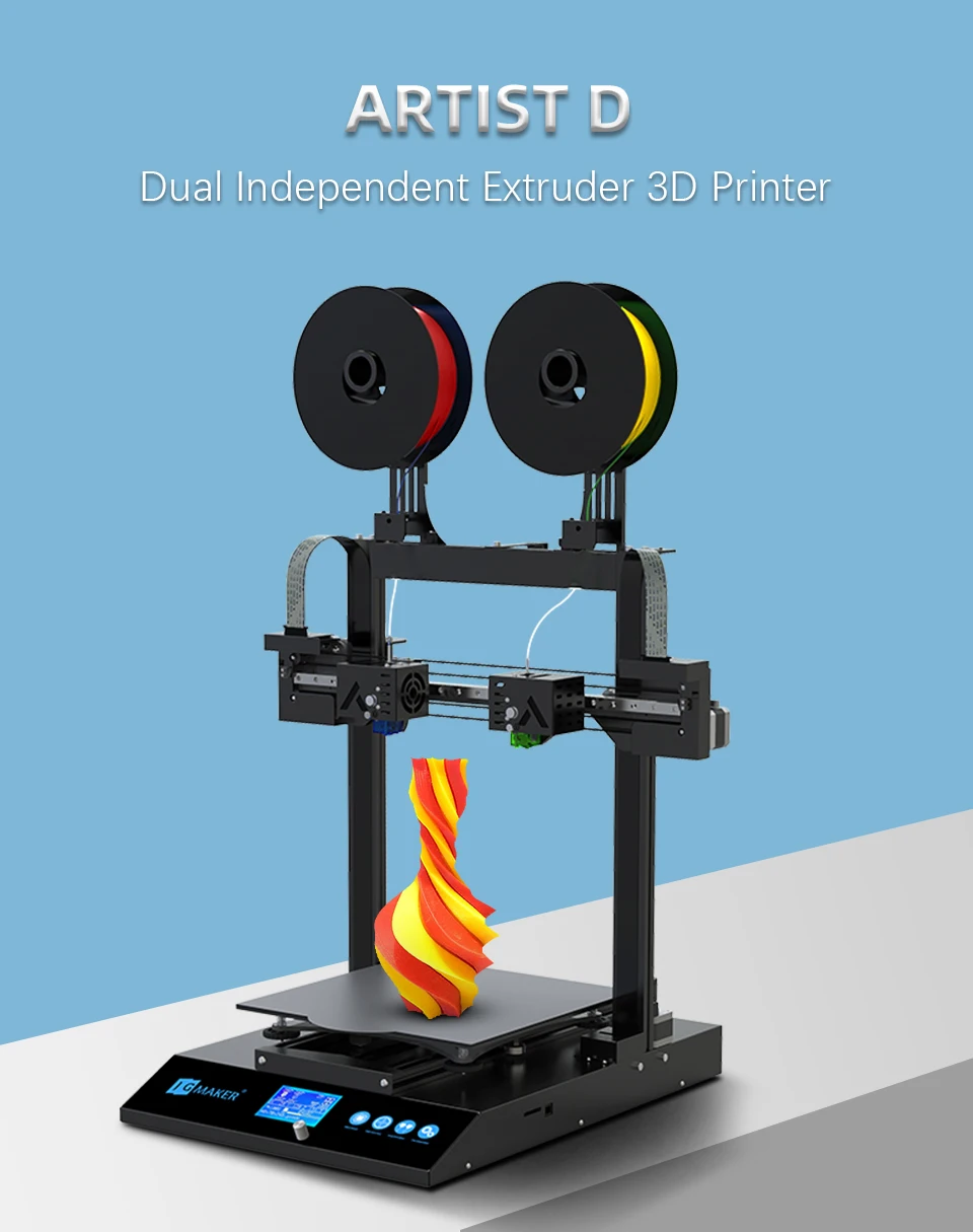 JGMAKER Artist D 3D Printer Independent Dual Direct Drive Extruder TMC2208 Slient Drive Support PLA TPU PETG PVA 3 Year Warranty