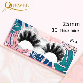 

Quewel Lengthen Mink False Eyelashes 25mm Long Strip Thick 100% 3D Mink Lashes Handmade Reusable Makeup Eyelash Extension