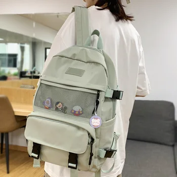 

DCIMOR Tuck net Waterproof nylon Women Backpack Female High quality Insert buckle Student schoolbag Preppy style Daily backpack