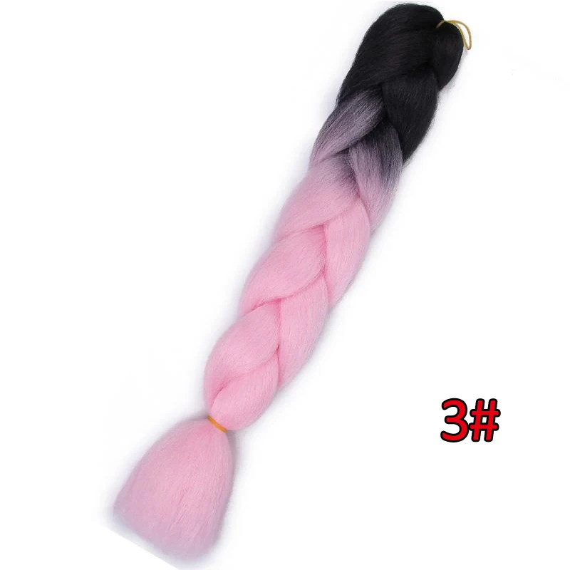 Энергичные 24 дюймовые пучки кос-жгутов длинные, радужной расцветки синтетические косички для наращивания волос яки косички волосы блонд красный розовый - Цвет: 3