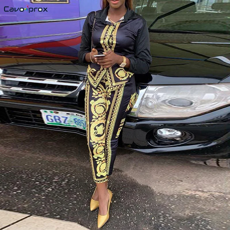 Женский комплект из двух предметов большие размеры блузка на пуговицах с принтом
