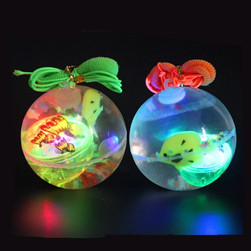 Светящийся хрустальный шар детский с веревкой Печатный Эластичный мяч светящиеся игрушки ночной флэш прыгающий мяч случайный