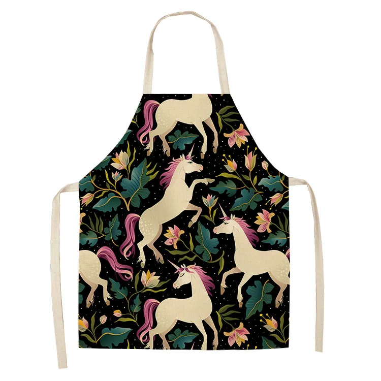 

High Quality Fabric linen printed bodice overalls apron Home Cooking Baking Bibs Cleaning Tools