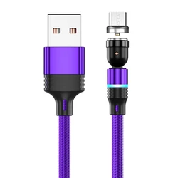 AUFU 540° Rotating Magnetic Charging Cable with USB and Type C Connections - 2m (Purple for Micro)