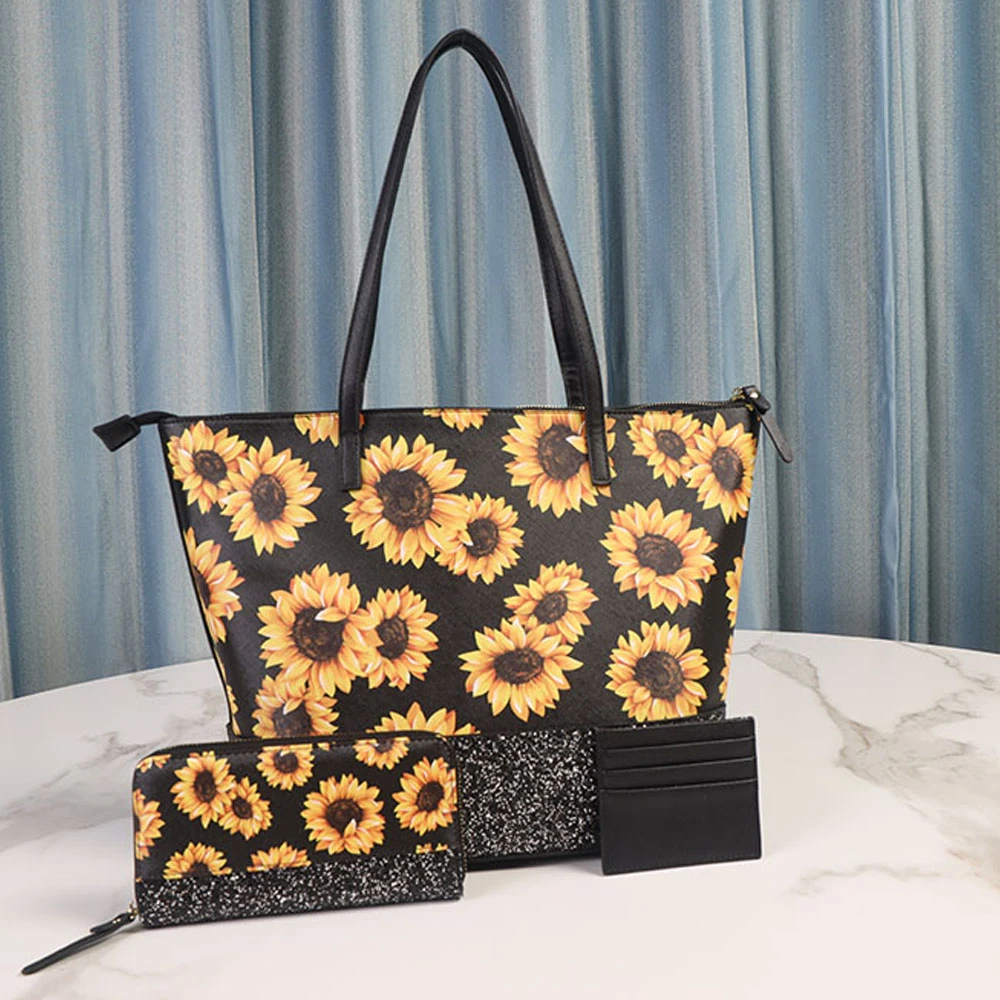 High Quality 3 Pieces Set Bags Sunflower Cheetah Designer Handbag Shoulder  Tote Glitter Purse Wallet Card Holder Set For Women|Top-Handle Bags| -  AliExpress