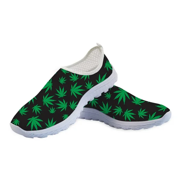 INSTANTARTS/женские летние кроссовки без шнуровки с зелеными листьями/кленовыми листьями; дышащие спортивные кроссовки - Цвет: HMF1582AA