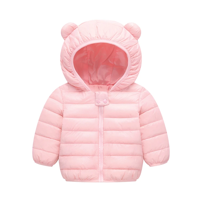 Зимние Детские пальто; теплые куртки для детей; хлопковое пуховое пальто для маленьких мальчиков и девочек; куртка-парка; Верхняя одежда; ветровка; одежда для детей - Цвет: Pink
