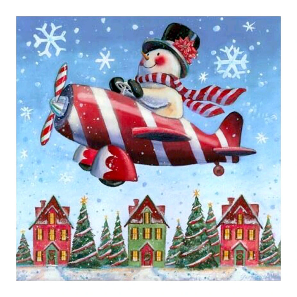 Cuadro de avión de dibujos animados, muñeco de nieve, diamante, redondo,  completo, Navidad, Nouveaute, mosaico bordado, 5D, punto de cruz,  decoración del hogar|Pintura de punto de cruz de diamantes| - AliExpress