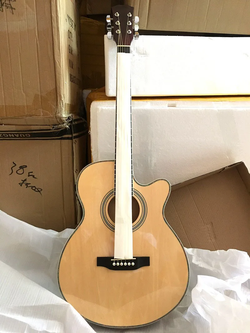 Тонкий корпус акустическая-электрогитара для начинающих гитара с бесплатной гиговой сумкой струна черный натуральный Солнечный белый цвет