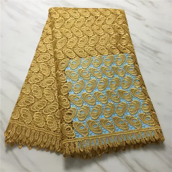 

GOLD African Cord Lace Fabric 2020 New African Mesh Lace Fabric With Embroidery High quality Nigerian Water soluble Lace Fabric