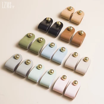 

New Arrival Real Leather Nordic Brass Wardrobe Furniture Handle Drawer Knobs Children's Collision Waterproof Leather Handle