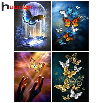 

Huacan New 5d Diamond Painting Butterfly Full Square Drill Diamonds Embroidery Cross Stitch Animal Home Decoration