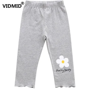 

VIDMID Girls Summer Leggings Kids children calf Length Pants Leggins Trousers Elastic Cotton Candy Color trousers 7114 04