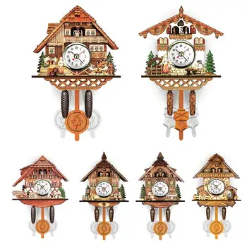 

Antique Wooden Hanging Wall Clock Bird Cuckoo Wall Time Alarm Clock Watch Modern Brief Home Living Room Decoration