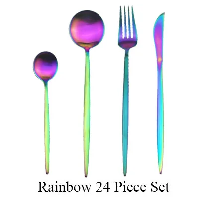 Rainbow 12 шт./компл. набор посуды 304 Нержавеющая сталь Черный Золотой набор столовых приборов нож, вилка, набор столовых приборов посуда столовые приборы Прямая - Цвет: Rainbow