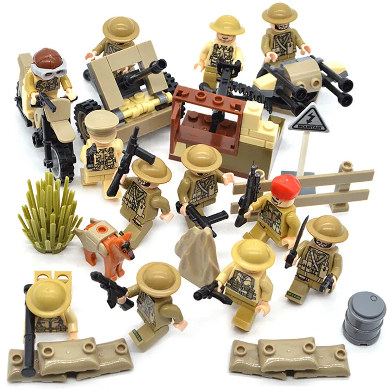 New ww2 blocks soldiers Military Army sets figures Building blocks toys for boys Kids US Russia UK