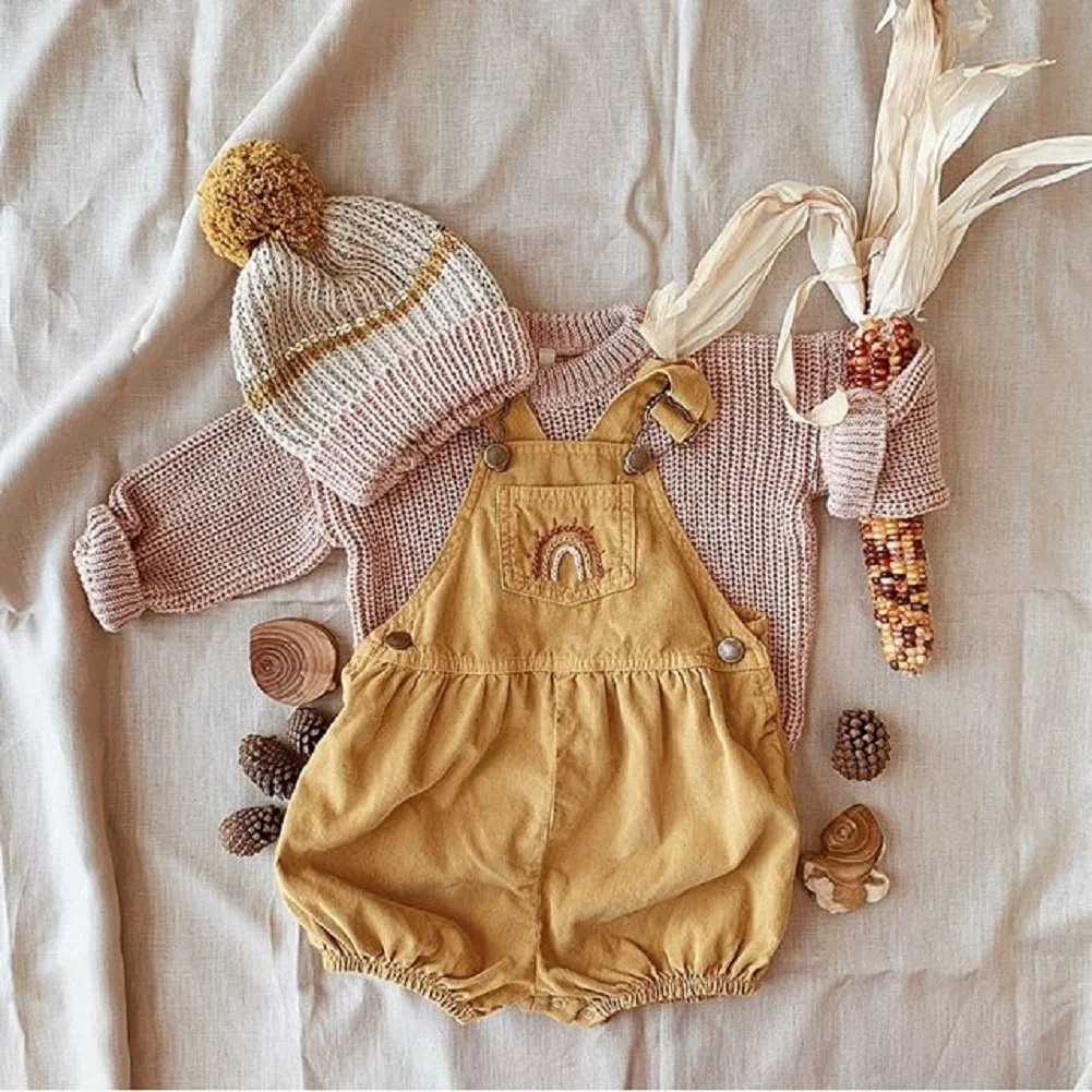 Новинка года; Лидер продаж; милая летняя одежда для маленьких девочек комбинезон с вышивкой радуги; комбинезон; От 6 месяцев до 4 лет