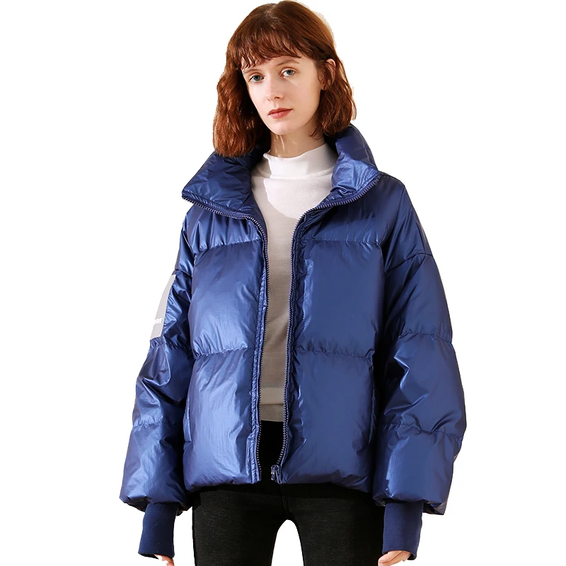 

90% White Duck Down Jacket 2019 Plus Size Women's Winter Short Glossy Down Jacket Loose Bread Overcoat Warm Female Down Parka
