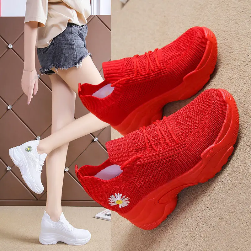 Platform sneakers shoes Women Summer Wedge sneakers shoes Breathable Mesh Spring Casual Shoes Height Increasing Woman 8260