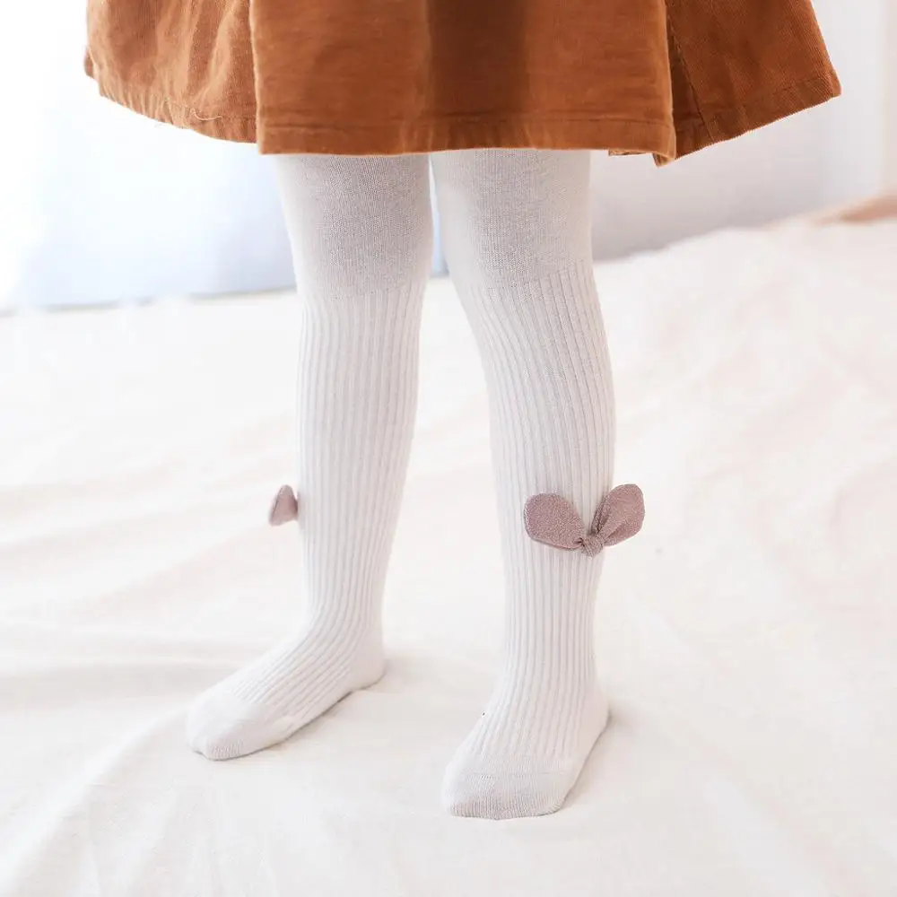 Прямая поставка, носки для детей от 0 до 8 лет теплые носки для маленьких девочек вязаные штаны для девочек, милые однотонные хлопковые колготки с бантом - Цвет: A