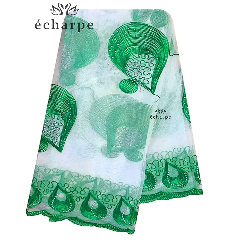 2020 New African Women Scarf Good Quality Plain Embroidery with Stones Soft Net for Headscarf Wraps BX103 |