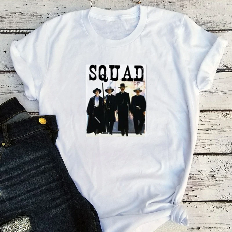 

Aesthetic SQUAD Plus Size Tee Graphic Tees Women 90s Harajuku Shirt Korean Clothes Casual Print Gothic