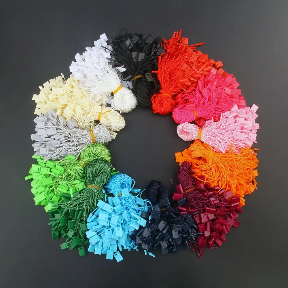 100 Pcs Clothing Labels Garment Labels Plastic Tags 18cm DIY Clothes Tag Clothing Wire Rope Single-Hand Rope Hanging Plastic Beads Square Tags Labels Polyester Cord