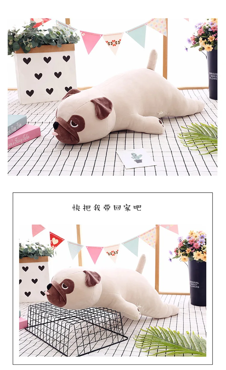 Новые милые животные Kawaii собака кукла детская подушка для сна подарок на день рождения ребенок девочка мягкая аппетитная Мопс Stuffedl 55 см 65 см
