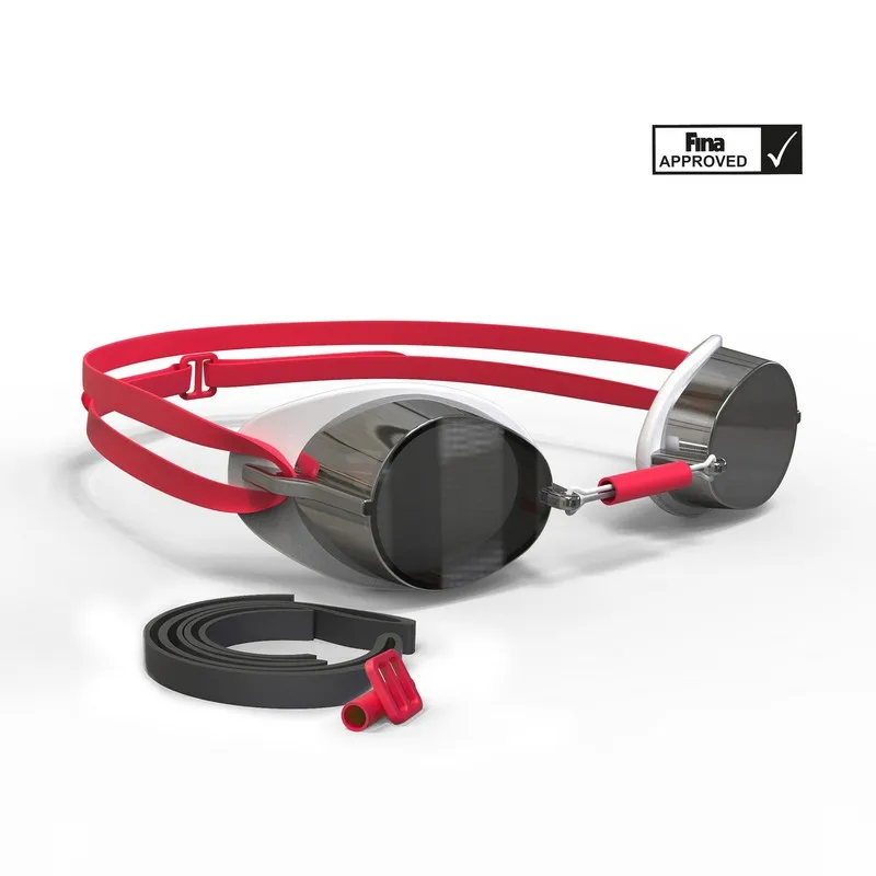 Очки шведки для плавания с зеркальными линзами бело красные 900 NABAIJI x Decathlon|Очки