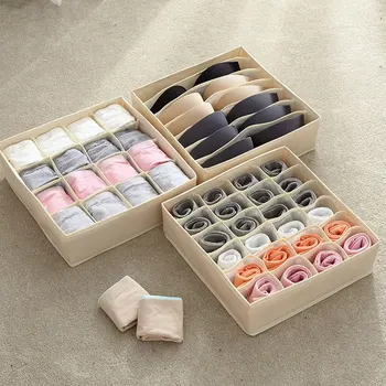 

Foldable Underwear Socks Storage Box High Elastic Ion Net Cloth Washable Compartment Wardrobe Drawer 7/16/24 Grid Storage Box 40