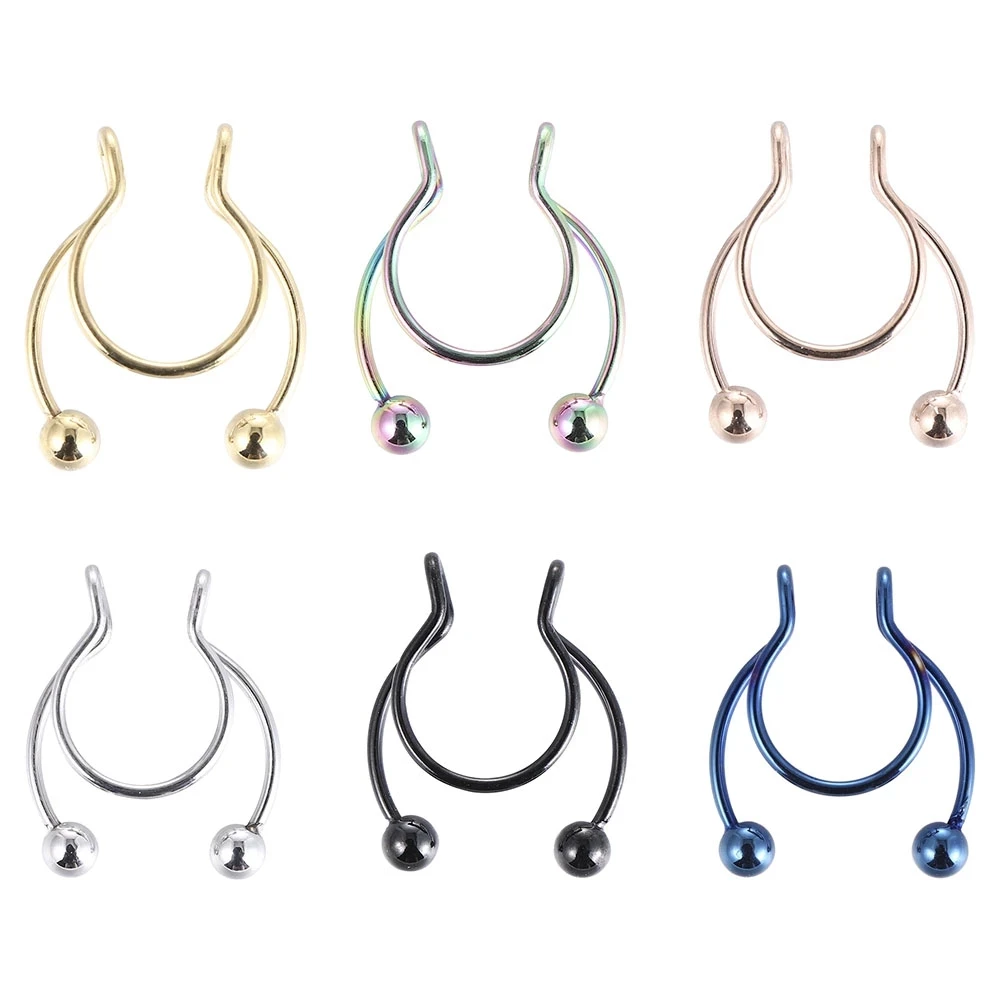 Fake Nose Ring Hoop Nose Septum Rings Stainless Steel Magnet Nose Punk Fake Piercing Body Jewelry Hip Hop Rock Ear clip Jewelry