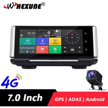 WHEXUNE 7 дюймов 4G Android Автомобильная приборная панель ADAS DVR камера gps навигация FHD 1080P двойной объектив WiFi Автомобильный видеорегистратор ночное видение