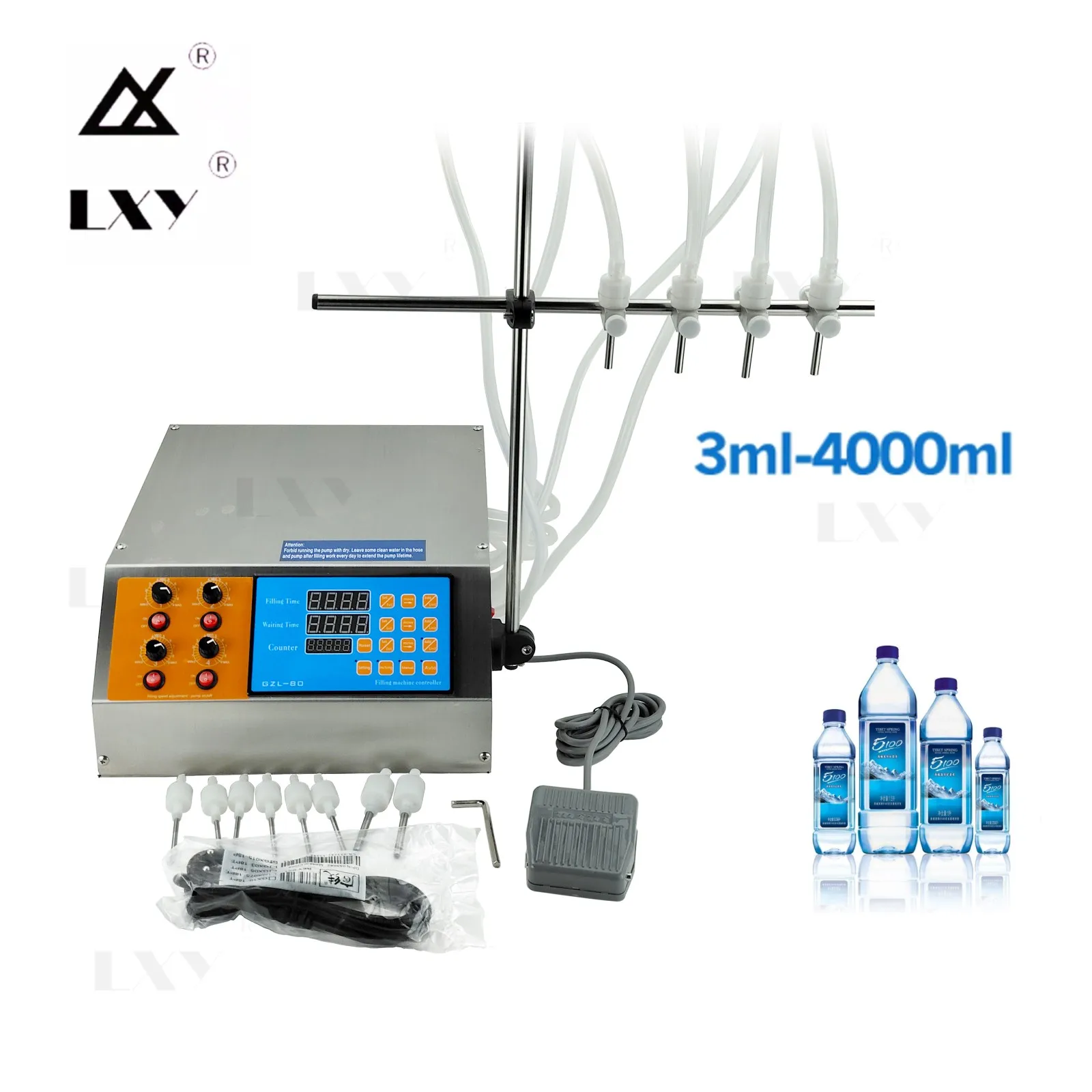 Bomba de Control de aceite esencial para líquidos, máquina de llenado de líquidos eléctrica Digital, 3-4000ml, 4 cabezales